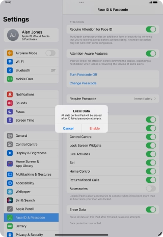 If you turn on the function, press Enable. If you turn on the function, press Enable.