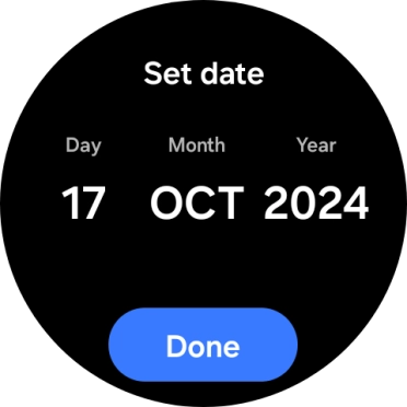 Slide your finger up or down on the screen to set the required date. Slide your finger up or down on the screen to set the required date.
