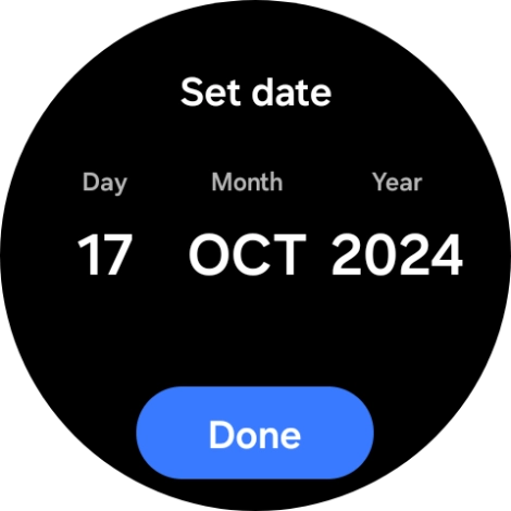 Slide your finger up or down on the screen to set the required date. Slide your finger up or down on the screen to set the required date.