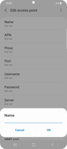 Key in Vodafone Internet and press OK. Key in Vodafone Internet and press OK.