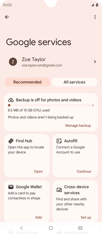 Press All services.