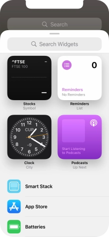 Press the required widget. Press the required widget.