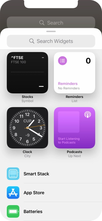 Press the required widget. Press the required widget.