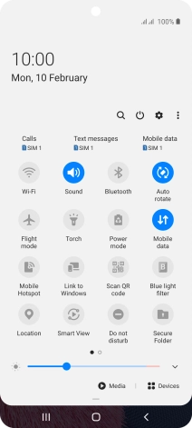 Press the mobile data icon to turn the function on or off.
