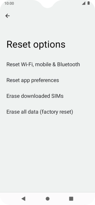 Press Erase all data (factory reset).