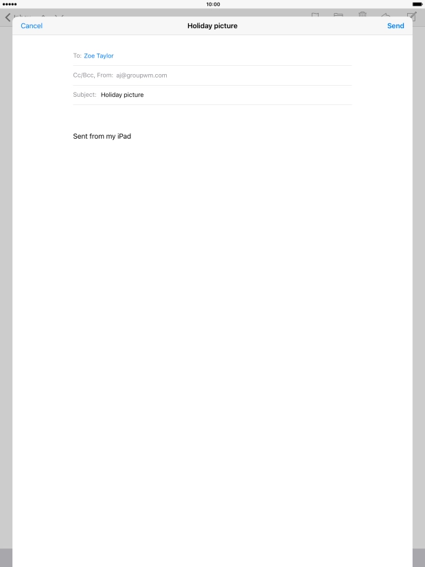 Press the text input field and write the text for your email message.