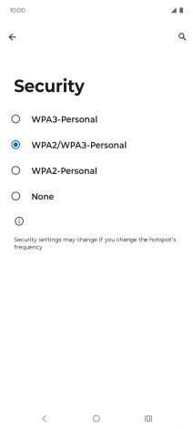 Press WPA3-Personal to password protect your Wi-Fi hotspot.