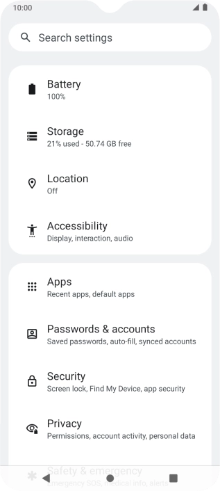 Press Passwords & accounts.