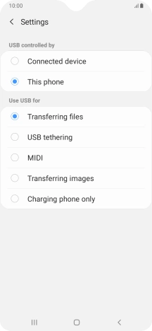 Press Transferring files to turn on the function. Press Transferring files to turn on the function.