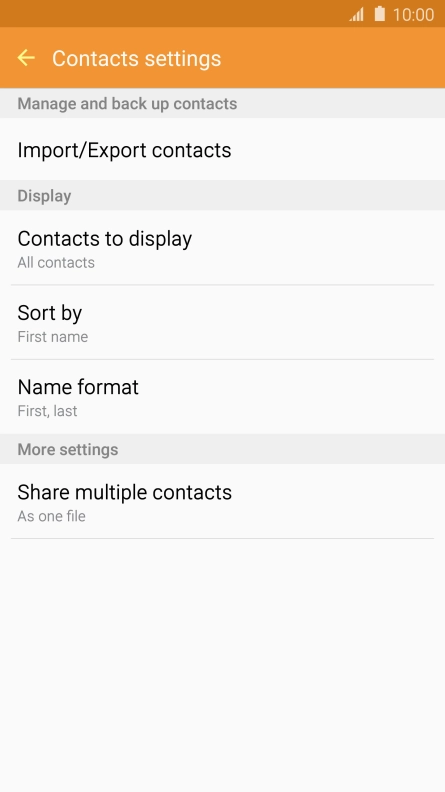 Press Import/Export contacts. Press Import/Export contacts.