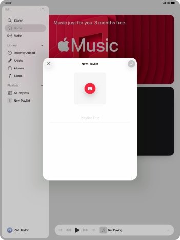 Press the text input field and key in a name for the playlist. Press the text input field and key in a name for the playlist.