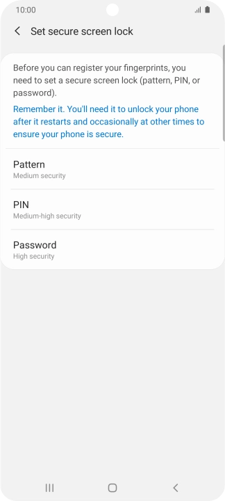 Press the required phone lock code and follow the instructions on the screen to create an additional phone lock code.