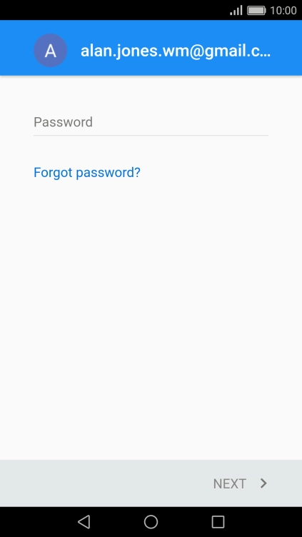 Press Password and key in the password for your Google account. Press Password and key in the password for your Google account.