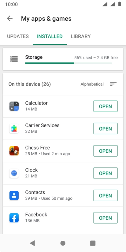 Press the required app. Press the required app.