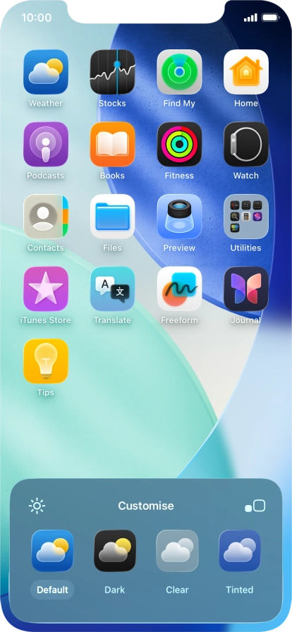 Press the required setting to select the size of app icons on the home screen. Press the required setting to select the size of app icons on the home screen.