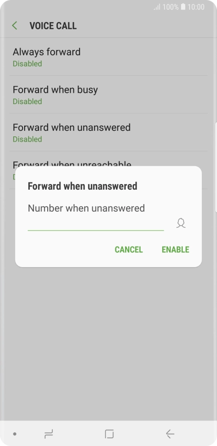 Key in +61414121121 and press ENABLE.
