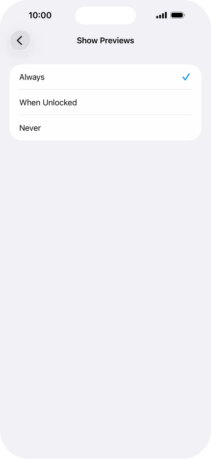 To select notification preview on the lock screen, press Always. To select notification preview on the lock screen, press Always.