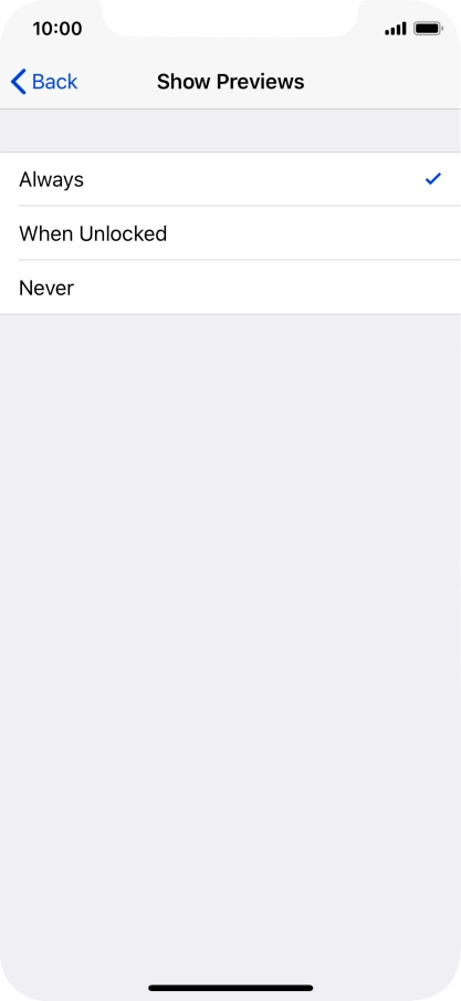 To select notification preview on the lock screen, press Always.