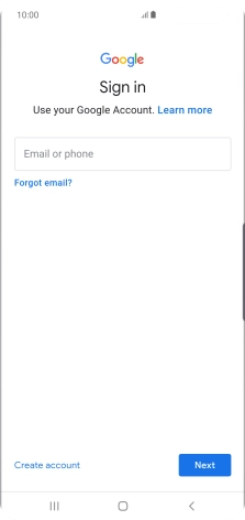 If you don't have a Google account, press Create account and follow the instructions on the screen to create an account.