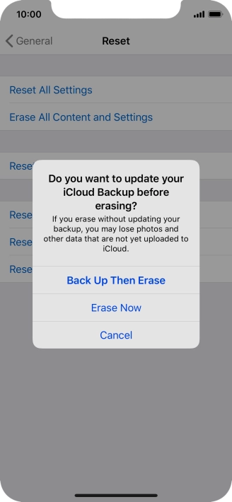 Press the required setting. Press the required setting.