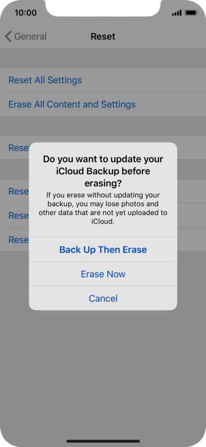 Press the required setting. Press the required setting.