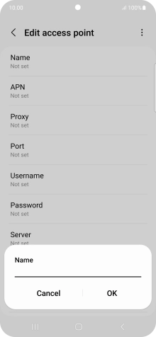 Key in Vodafone Internet and press OK.