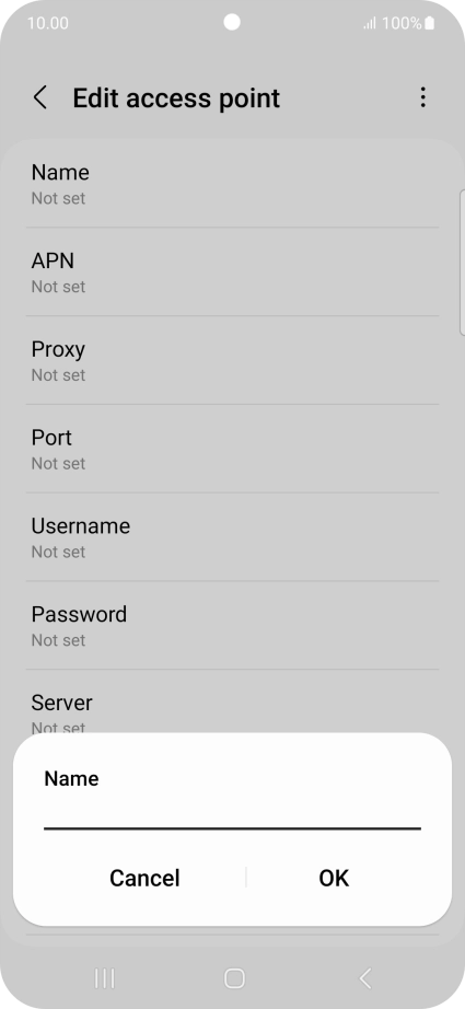 Key in Vodafone Internet and press OK.
