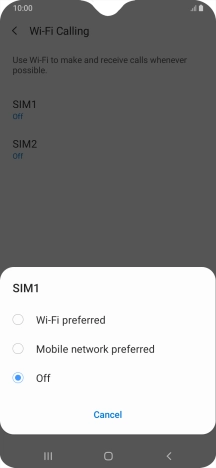 Press the required setting to turn the function on or off.