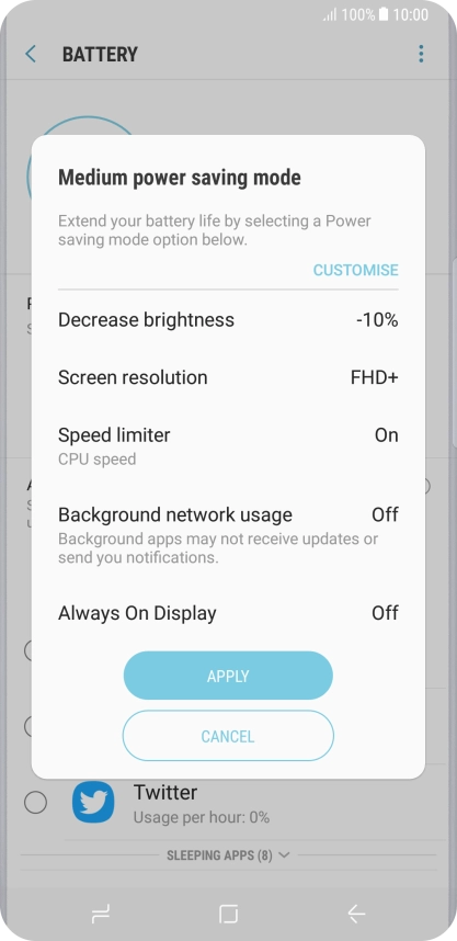 Press APPLY to turn on the function. Press APPLY to turn on the function.
