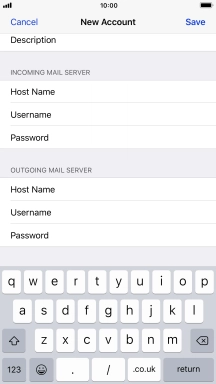 Press Username and key in the username for your email account. Please note that if you're using Vodafone's outgoing server, leave the username field empty.