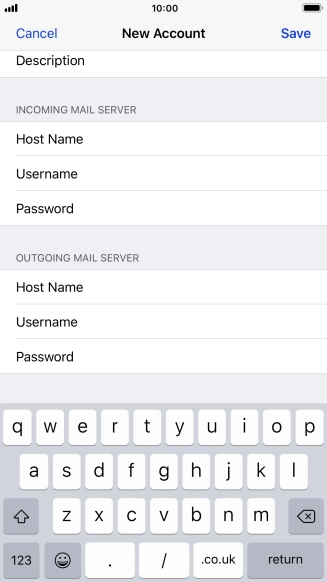 Press Username and key in the username for your email account. Please note that if you're using Vodafone's outgoing server, leave the username field empty.