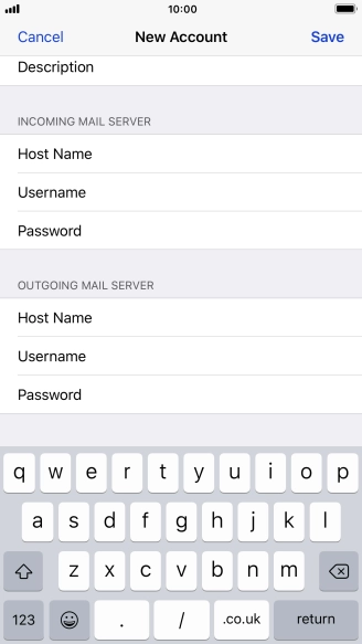Press Username and key in the username for your email account. Please note that if you're using Vodafone's outgoing server, leave the username field empty.