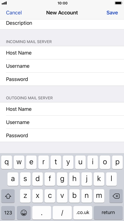 Press Username and key in the username for your email account. Please note that if you're using Vodafone's outgoing server, leave the username field empty.