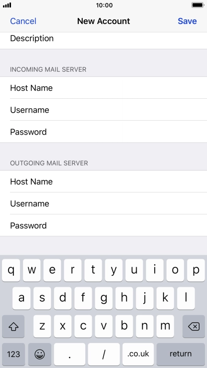 Press Username and key in the username for your email account. Please note that if you're using Vodafone's outgoing server, leave the username field empty.