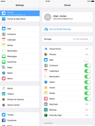Press iCloud Drive.