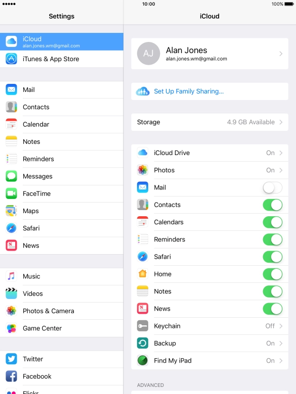Press iCloud Drive.