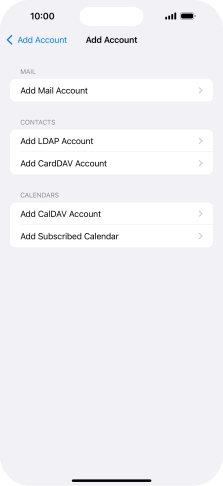 Press Add Mail Account. Press Add Mail Account.