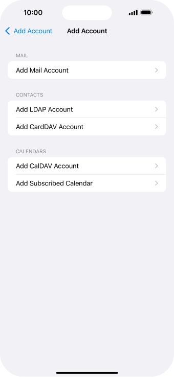 Press Add Mail Account. Press Add Mail Account.