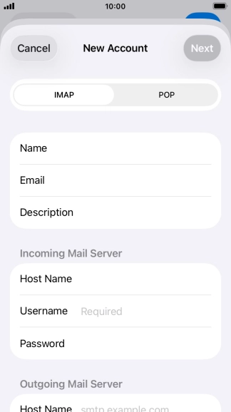 Press IMAP.