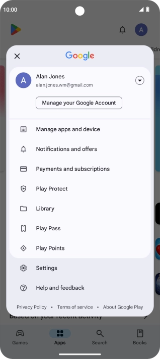 Press Manage apps and device. Press Manage apps and device.