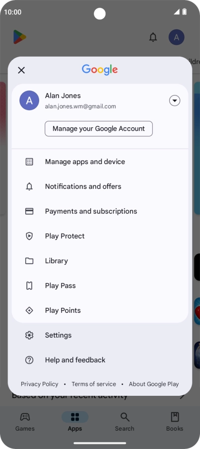 Press Manage apps and device. Press Manage apps and device.