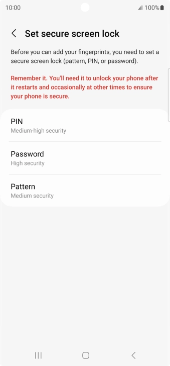 Press the required phone lock code and follow the instructions on the screen to create an additional phone lock code.
