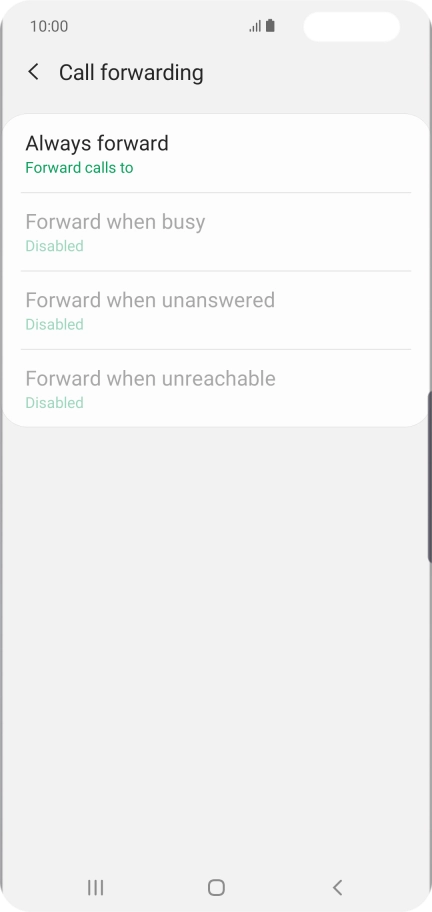 Press the required divert type. Press the required divert type.