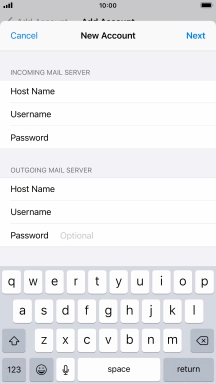 Press Password and key in the password for your email account. Please note that if you're using Vodafone's outgoing server, leave the password field empty.
