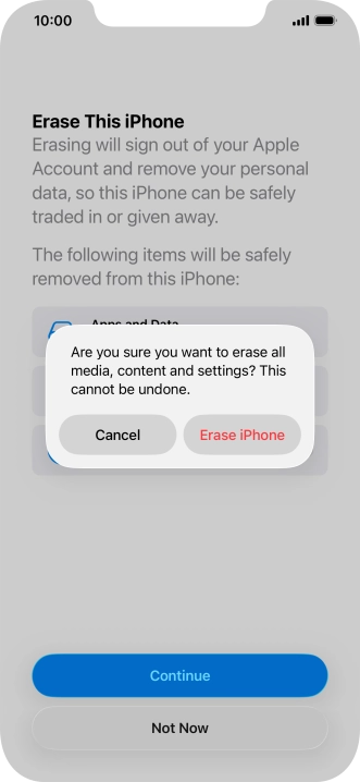 Press Erase iPhone. Press Erase iPhone.