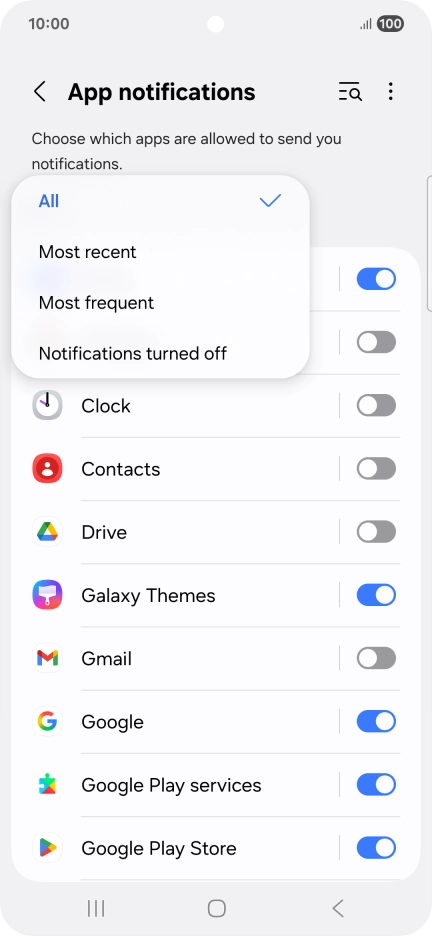 Press the required setting. Press the required setting.