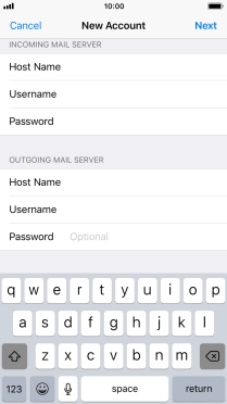 Press Password and key in the password for your email account. Please note that if you're using Vodafone's outgoing server, leave the password field empty.