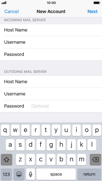 Press Password and key in the password for your email account. Please note that if you're using Vodafone's outgoing server, leave the password field empty.