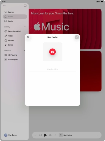 Press the text input field and key in a name for the playlist.