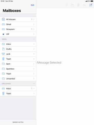 Press the required email account. Press the required email account.